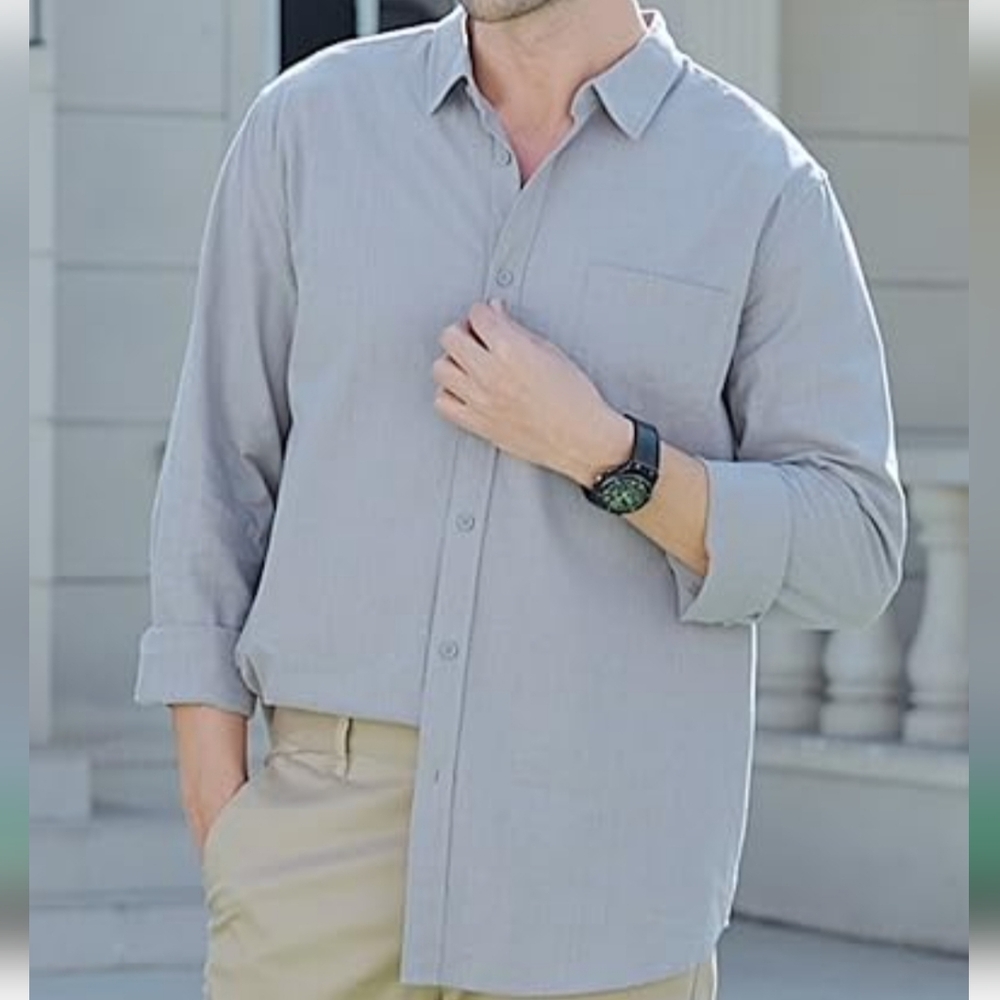 Apraw Linen Blend Men's Button-Down Shirt. Medium. NWT
